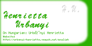 henrietta urbanyi business card